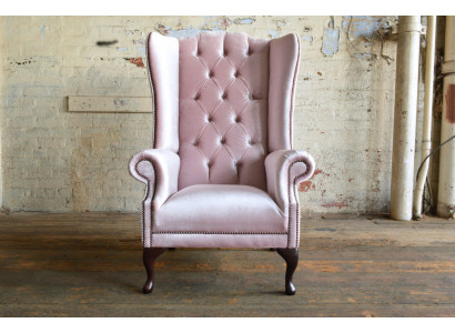 Chesterfield Ohrensessel Einsitzer Sofa Couch Relax Polster Samt Leder Stoff Neu