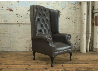 Chesterfield Ohrensessel Einsitzer Sofa Couch Relax Polster Samt Leder Stoff