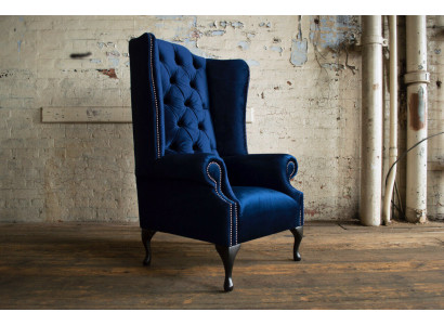 Chesterfield Ohrensessel Sessel Couch Relax Polster Designer Couchen Royal Blau