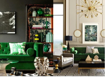 Chesterfield Dreisitzer Stoff Wohnzimmer Design Couchen Polster Sofa Sofas Grün