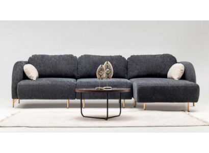 Ecksofa L form Polstersofa Stoffsofa Couch Grau Sofa Liege Stoff