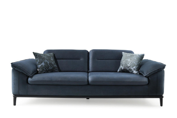Blaues Polstersofa Stilvoller Dreisitzer Stoffsofa Edle 3-Sitzer Couch