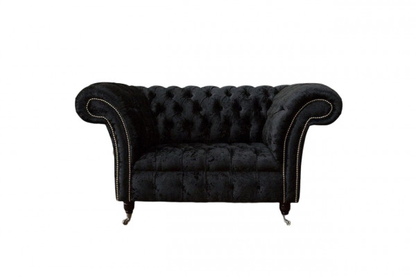 Chesterfield Sessel Design Polster Couch Schwarz Textil Stoff Lounge