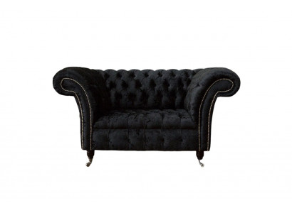 Chesterfield Sessel Design Polster Couch Schwarz Textil Stoff Lounge