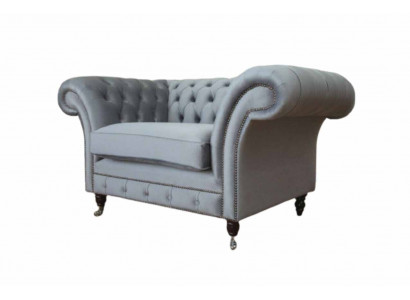 Chesterfield Sessel Textil Sofa Stoff Couch Sofas Couchen Lounge Grau
