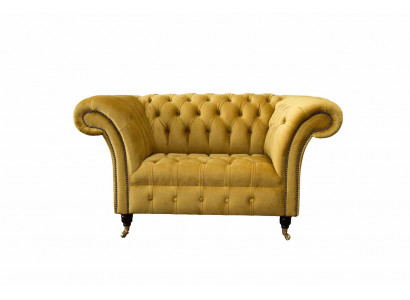 Chesterfield Gelb Sessel Couch Polster Luxus Textil Design Couchen Neu