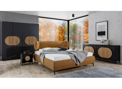 Schwarz-Braune Schlafzimmer Möbel Designer Bett Kleiderschrank Kommode
