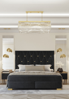 Schwarze Schlafzimmer Garnitur Doppelbett 2x Luxus Nachttische 3tlg Set