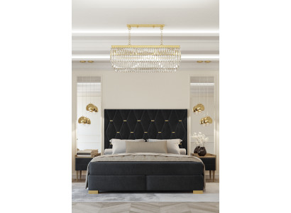 Schwarze Schlafzimmer Garnitur Doppelbett 2x Luxus Nachttische 3tlg Set