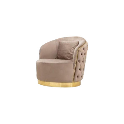 Wohnzimmer Designer Beiger Chesterfield Sessel Polster Möbel Luxus Design