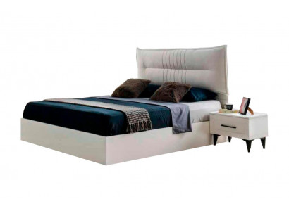 Bett Modern Schlafzimmer Doppelbett Weiß Einfarbig Stoff Modern Design Stil