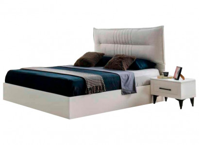 Bett Modern Schlafzimmer Doppelbett Weiß Einfarbig Stoff Modern Design Stil
