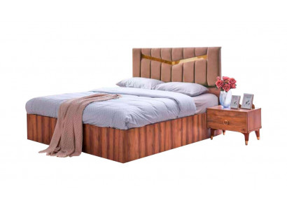Bett Braun Modern Rechteckig Design Schlafzimmer Doppelbett Einfarbig Stil