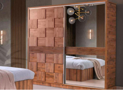 Kleiderschrank Rechteckig Braun Muster Einfarbig Modern Design Stil Schlafzimmer