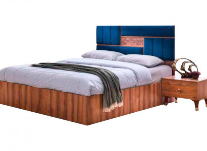 Bett Schlafzimmer Braun Blau Zweifarbig Doppelbett Modern Design Rechteckig