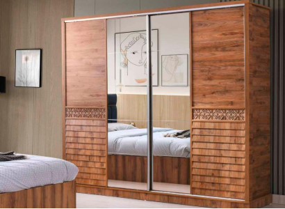 Kleiderschrank Einfarbig Braun Rechteckig Modern Design Stil Schlafzimmer