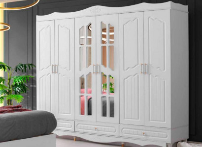 Klassisch Kleiderschrank Rechteckig Design Schlafzimmer Weiß Einfarbig