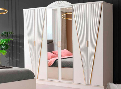 Kleiderschrank Rechteckig Art Deco Design Weiß Einfarbig Stil Schlafzimmer