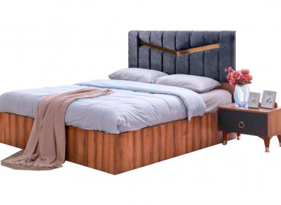 Bett Rechteckig Grau Braun Zweifarbig Modern Design Schlafzimmer Doppelbett