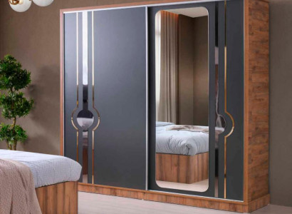 Kleiderschrank Grau Braun Zweifarbig Modern Design Schlafzimmer Rechteckig