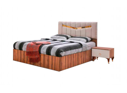 Bett Braun Beige Zweifarbig Modern Design Stil Rechteckig Schlafzimmer Textil
