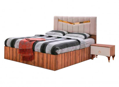 Bett Braun Beige Zweifarbig Modern Design Stil Rechteckig Schlafzimmer Textil