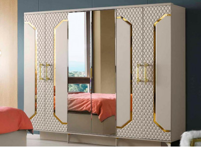 Kleiderschrank Beige Modern Rechteckig Desin Stil Schlafzimmer Einfarbig Spiegel