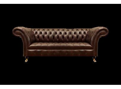 Exklusive Chesterfield Braune Ledercouch Moderner Dreisitzer Sitzmöbel