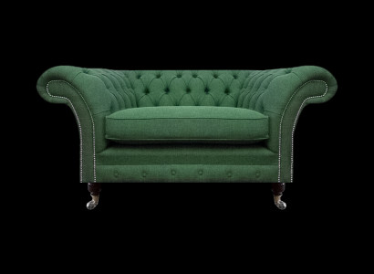 Eleganter Chesterfield Grüner Sessel Wohnzimmer Textil Edler Einsitzer