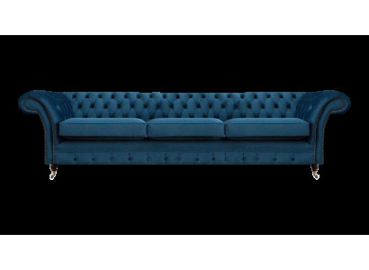 Blaue Chesterfield Polstercouch Moderne Textilsofas Wohnzimmer Möbel