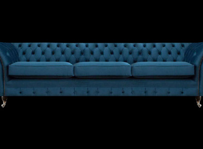 Blaue Chesterfield Polstercouch Moderne Textilsofas Wohnzimmer Möbel