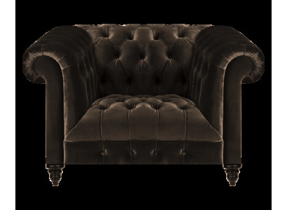 Brauner Chesterfield Polstersessel Moderner Textil Wohnzimmer Einsitzer