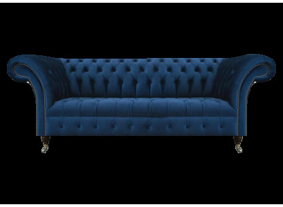 Dunkelblaue Chesterfield Wohnzimmer Couch Designer Dreisitzer Sitzmöbel