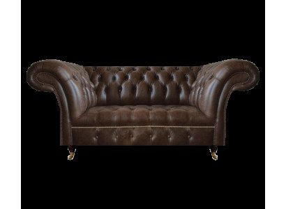 Brauner Chesterfield Leder Zweisitzer Moderne Wohnzimmer Designer Möbel
