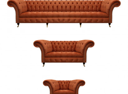 Braune Chesterfield Polstergarnitur Designer Komplette Couchen 3tlg Set