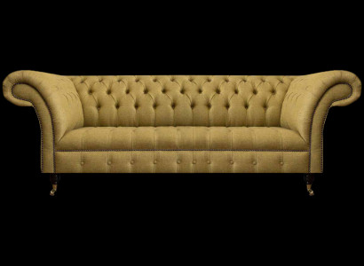 Chesterfield Gelbe Sitzcouch Wohnzimmer Dreisitzer Luxuriöse Edle Möbel