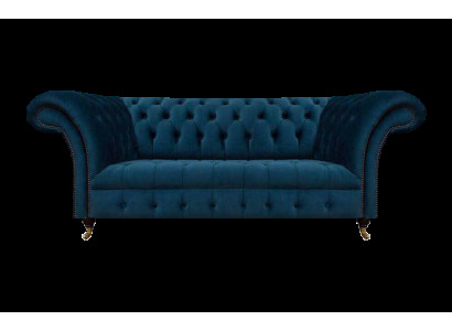 Chesterfield Blauer Polster Zweisitzer Designer Wohnzimmer Textilmöbel