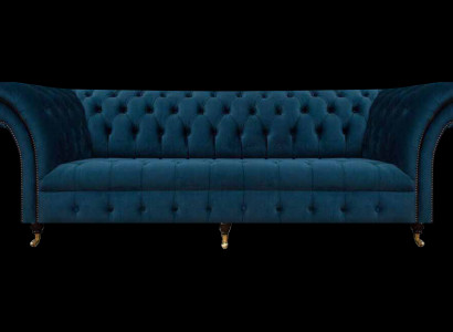 Chesterfield Designer Möbel Dunkelblaue Couch Designer Edle Textilsofas