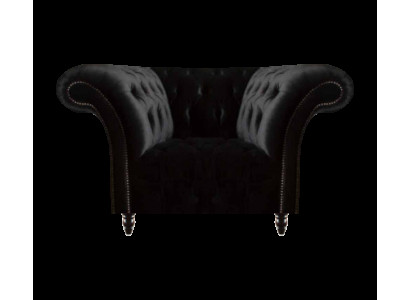 Chesterfield Schwarzer Lehnsessel Polstermöbel Wohnzimmer 1-Sitzer Neu