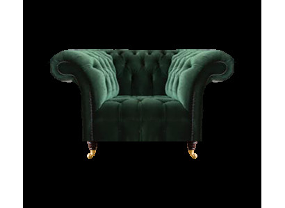 Chesterfield Grüner Sessel Textilsessel Stoffsitzer Wohnzimmer Möbel