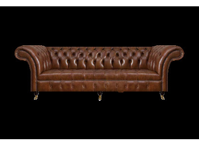 Braune Chesterfield Ledercouch Edle Couchen 3-Sitzer Wohnzimmer Möbel