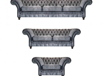 Chesterfield Graue Textilgarnitur Wohnzimmer Sofas Designer Couchen