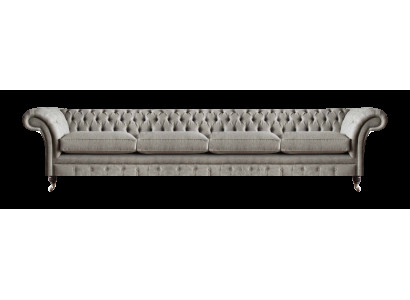 Hellgraues Chesterfield Polstersofa Designer 4-Sitzer Textil Sitzmöbel