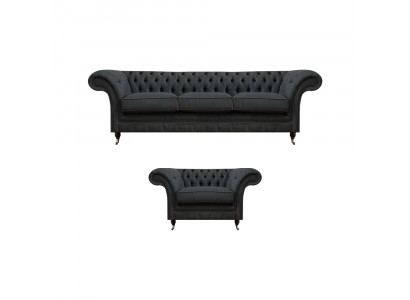Chesterfield Polster Sitzgarnitur Designer 3-Sitzer Schicker Lehnsessel