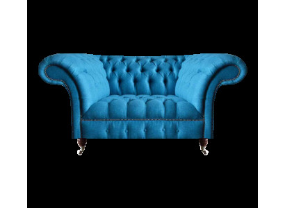Blauer Chesterfield Textil Zweisitzer Sitzmöbel Designer Edle Sitzsofas