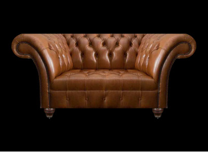 Brauner Chesterfield Leder Zweisitzer Designer Kunstleder 2-Sitzer Sofa