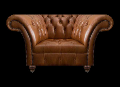 Brauner Chesterfield Einsitzer Wohnzimmer Ledersessel Polster 1-Sitzer