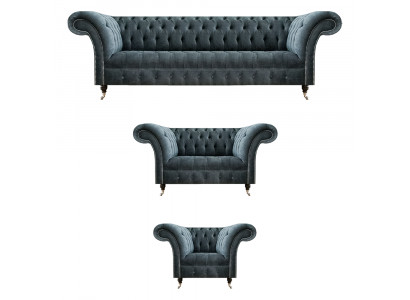 Chesterfield Graue Couchgarnitur Designer Polstersofas Edler Einsitzer