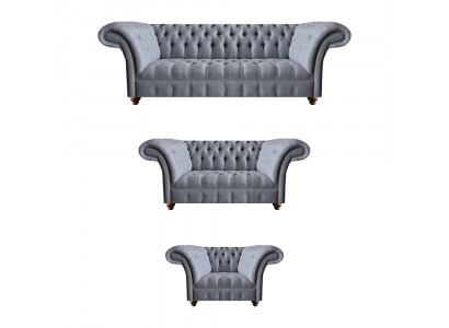 Chesterfield Edle Textilgarnitur Designer 3-Sitzer Zweisitzer Lehnsessel