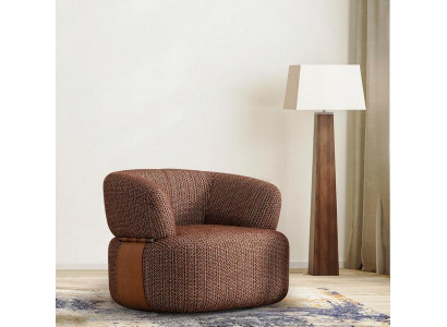 Brauner Rundsessel Designer Wohnzimmer Einsitzer Luxuriöse Textil Möbel